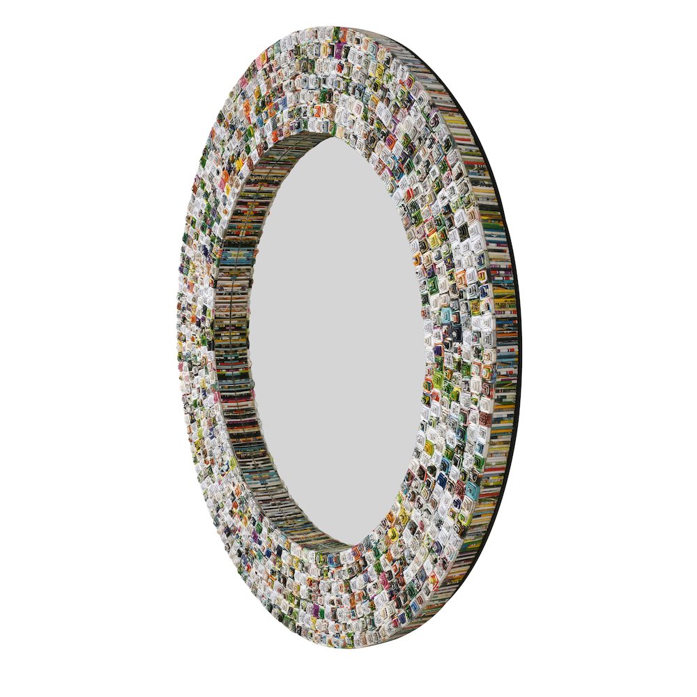 quilled Large Pyramid Art Mirror 47" Round. Picture 3