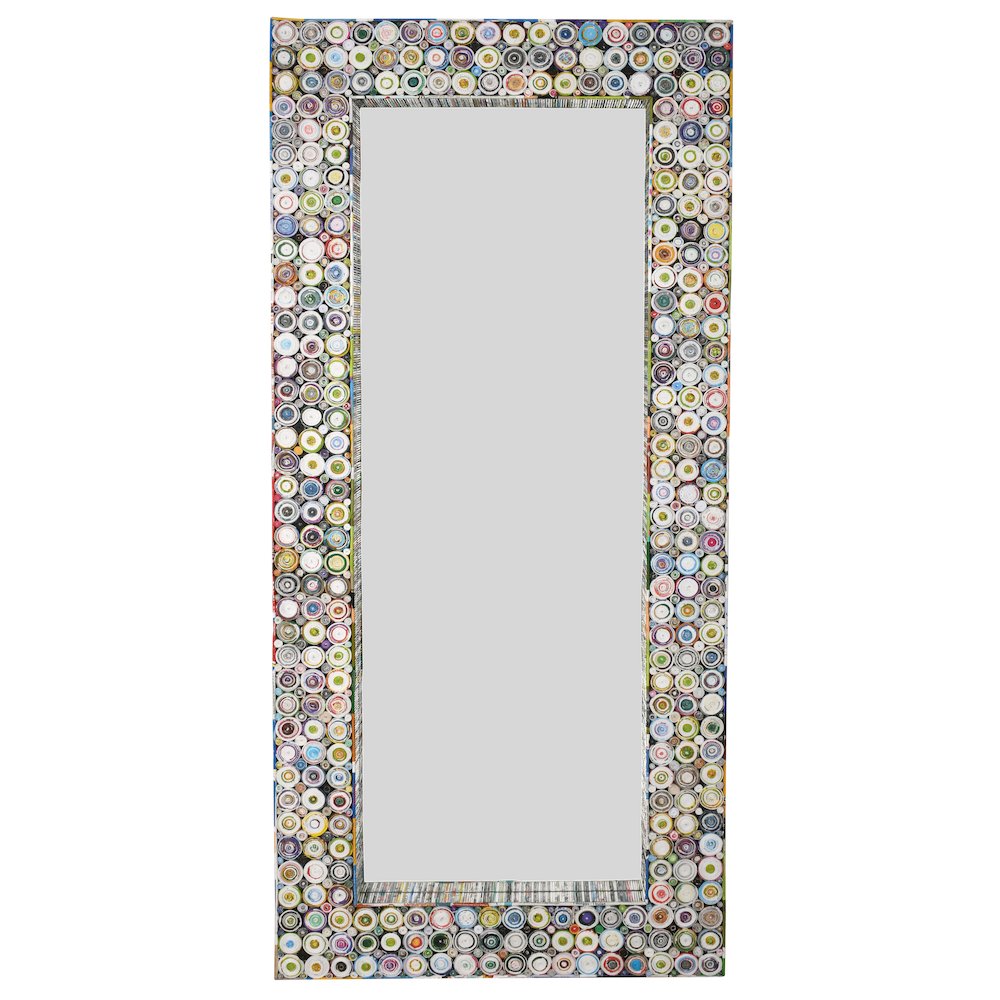 Quilled Large Leaner Coil Art Mirror 36x79. Picture 1