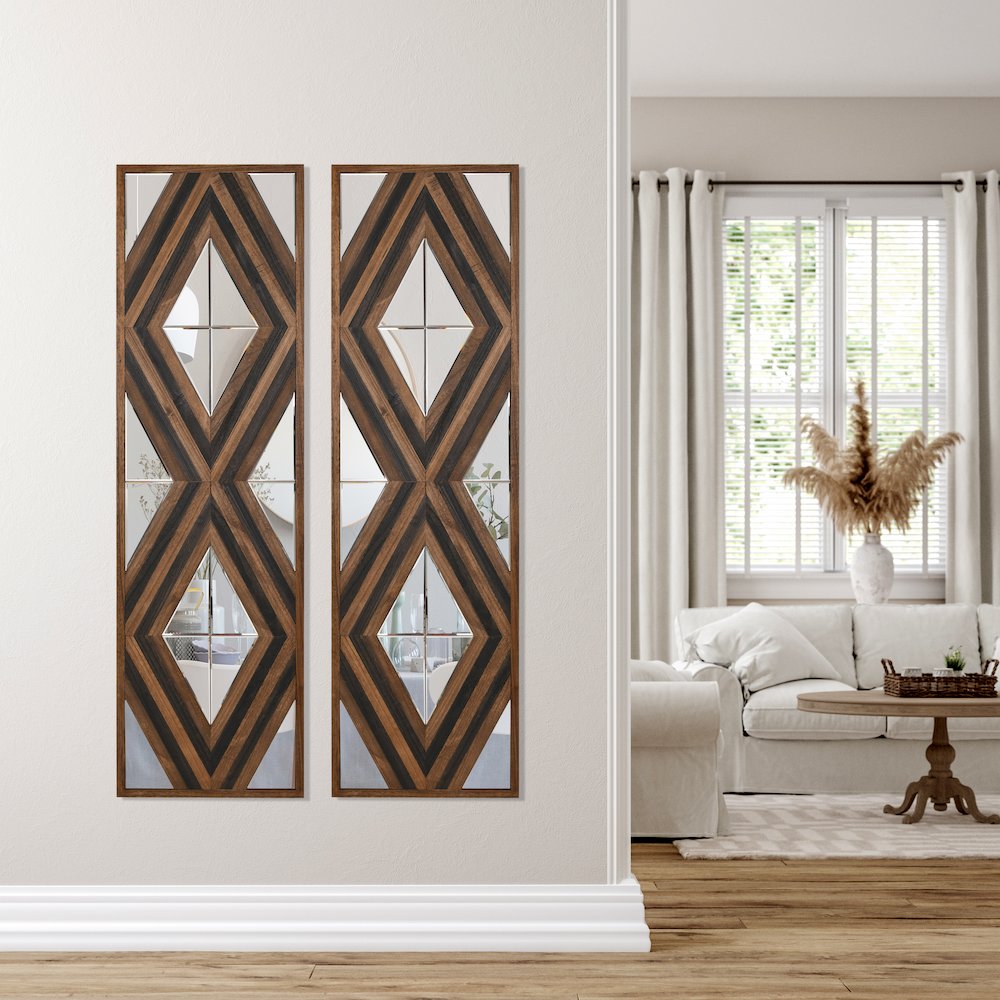 Contemporary Aspen Double Diamond Multi Tone 72 Inch Mirror. Picture 2