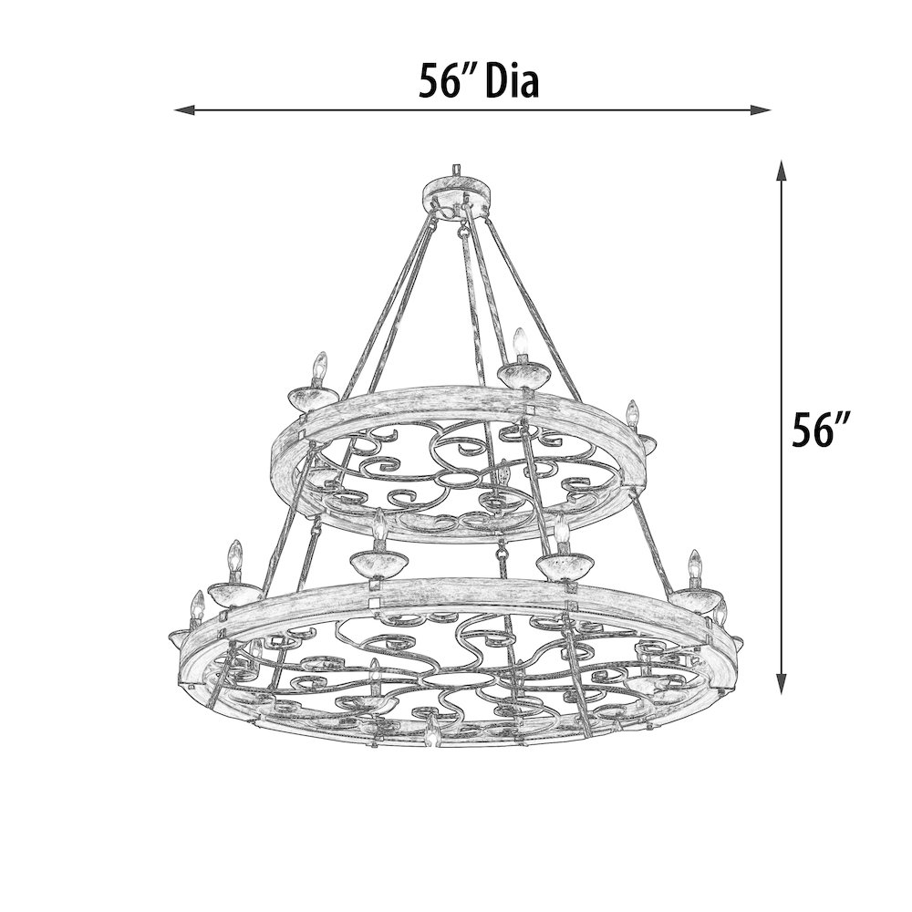 Three Tier Ridge Line 75" Chandelier. Picture 5