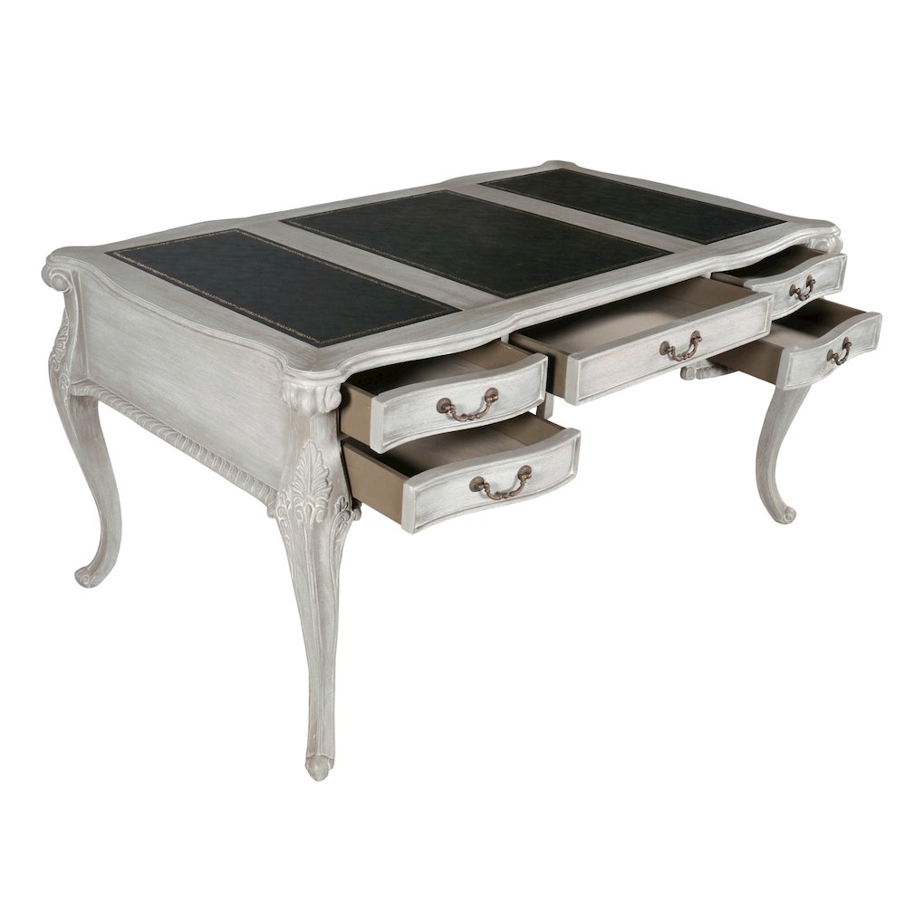 Mystique Gray Large Mahogany Writing Desk. Picture 4