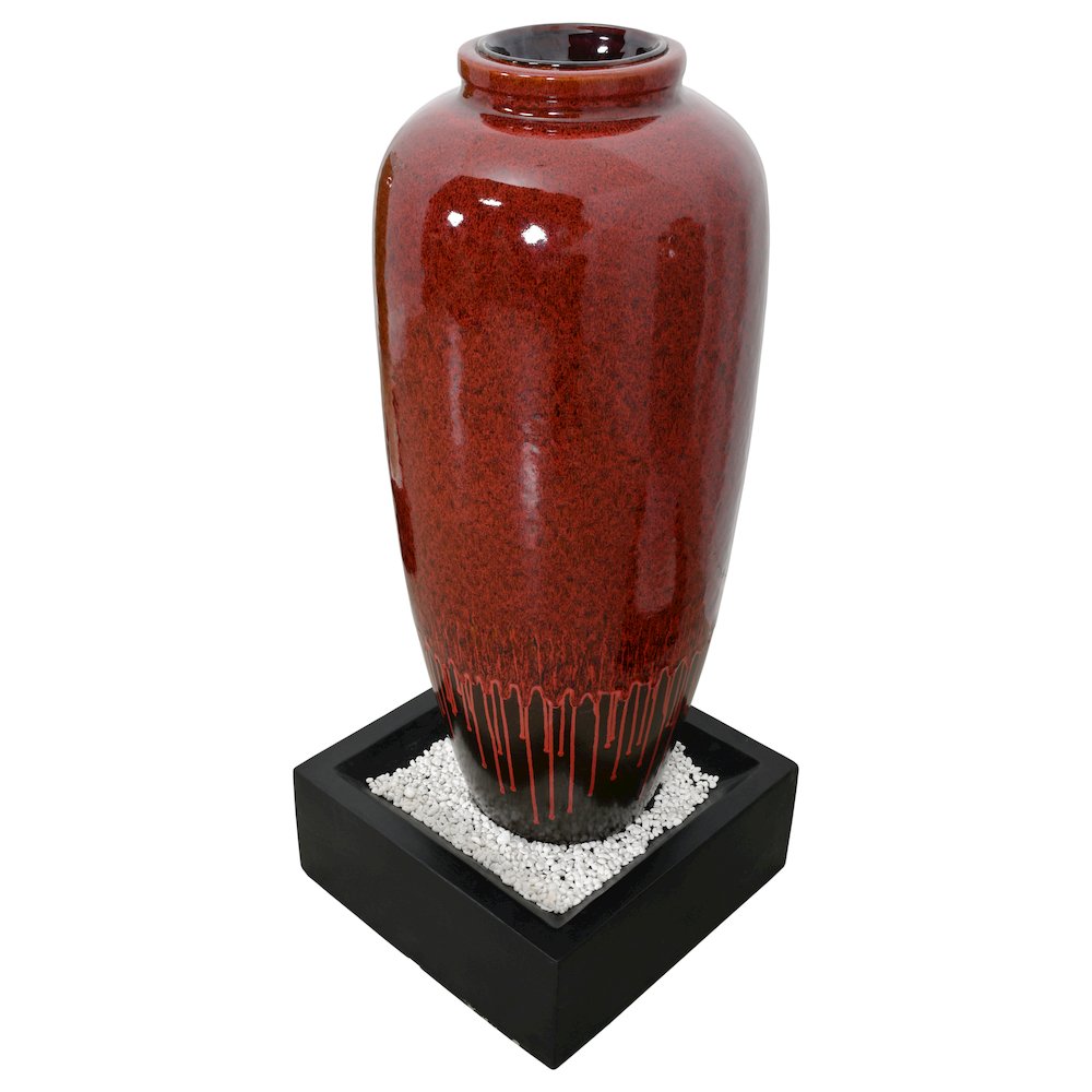Red Bubbling Fountain With Base. Picture 1