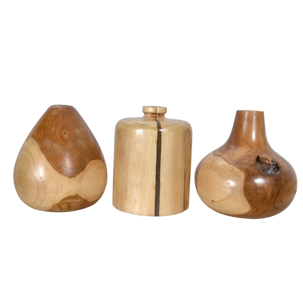 Teak Wood Mini Vases Set of 3. Picture 2
