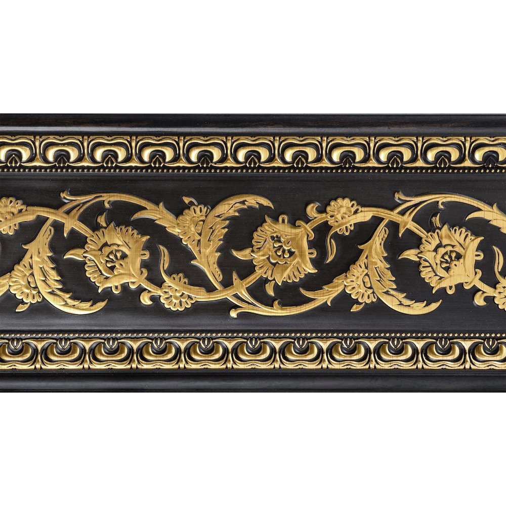 Gold Floral on Wood Tone Chair Rail 94 Inch. Picture 1