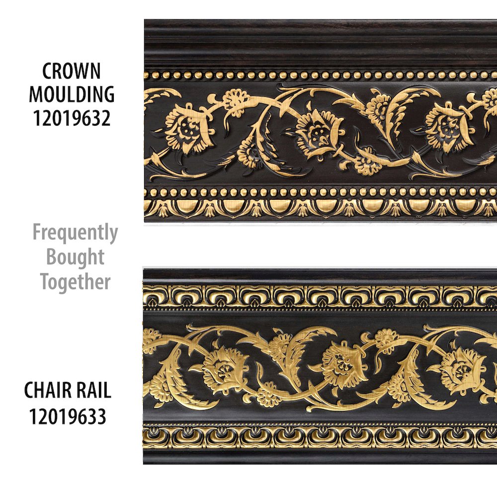 Gold Floral on Wood Tone Chair Rail 94 Inch. Picture 3