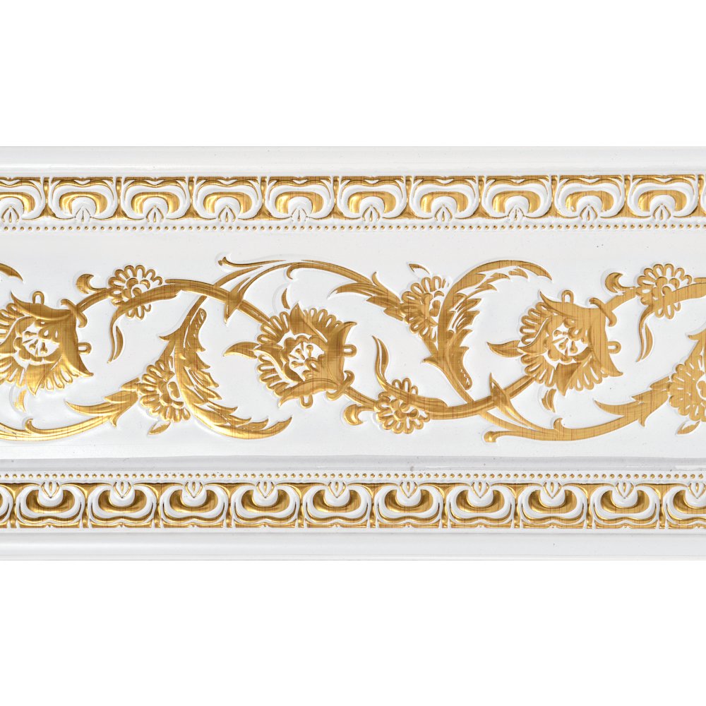 Gold on French White Floral Chair Rail 94 Inch. Picture 1