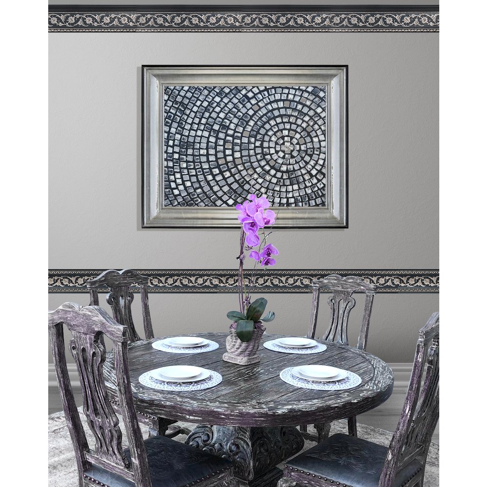 Silver Floral on Black Chair Rail 94 Inch. Picture 2