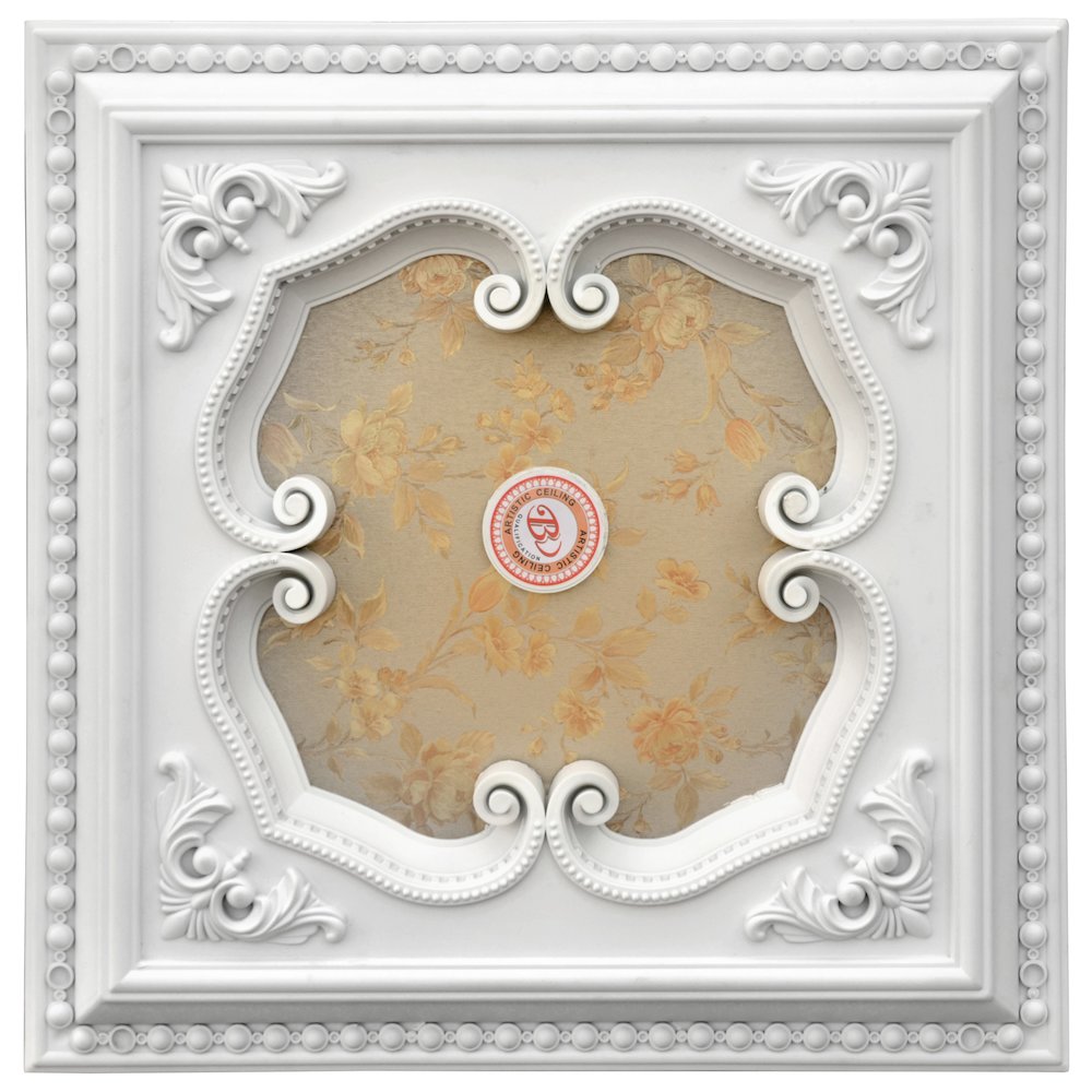 White and Gold Four Leaf Clover Square Chandelier Ceiling Medallion 24in. Picture 2