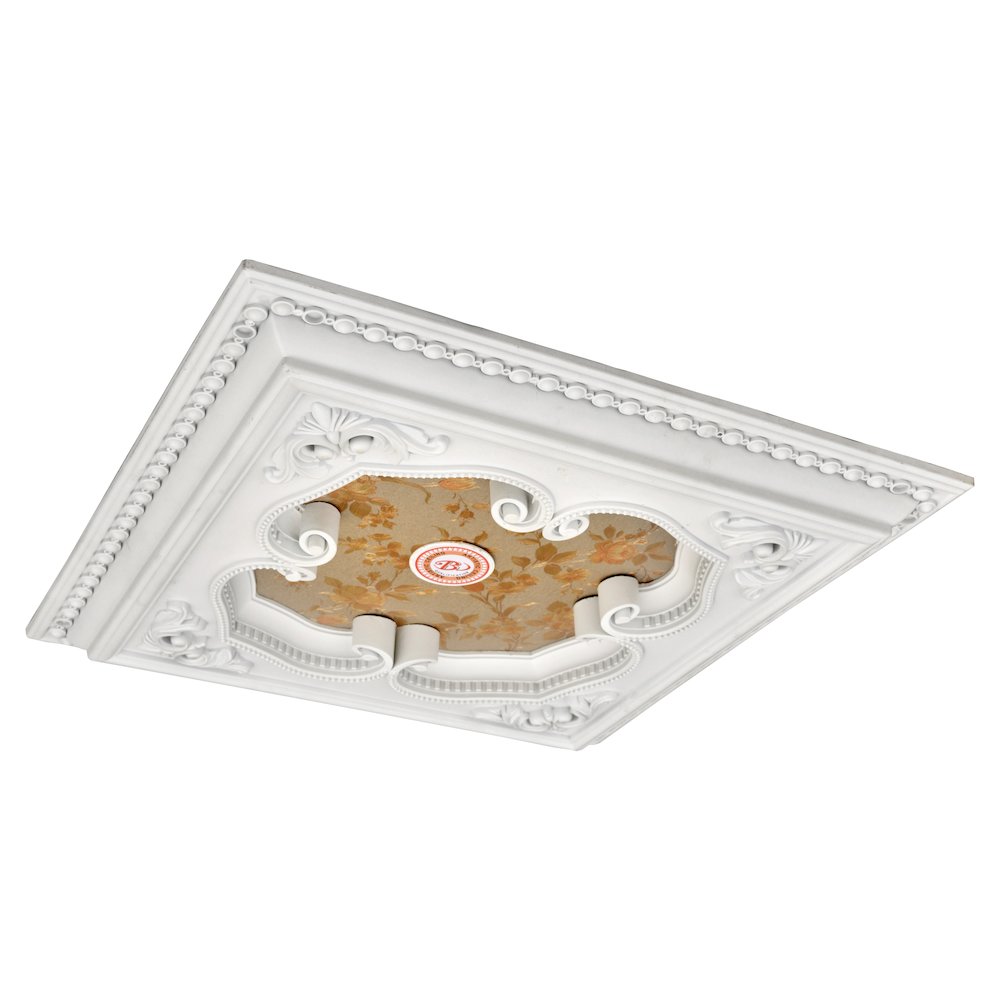 White and Gold Four Leaf Clover Square Chandelier Ceiling Medallion 24in. Picture 3