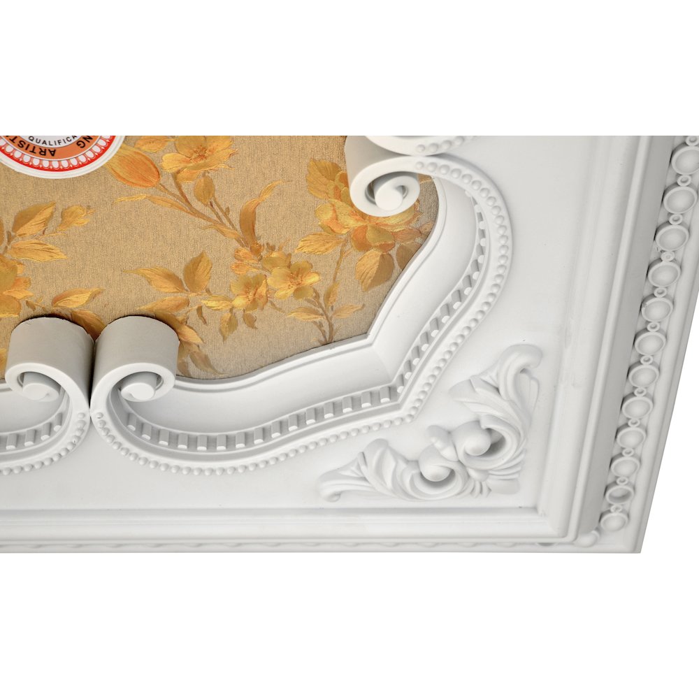 White and Gold Four Leaf Clover Square Chandelier Ceiling Medallion 24in. Picture 4