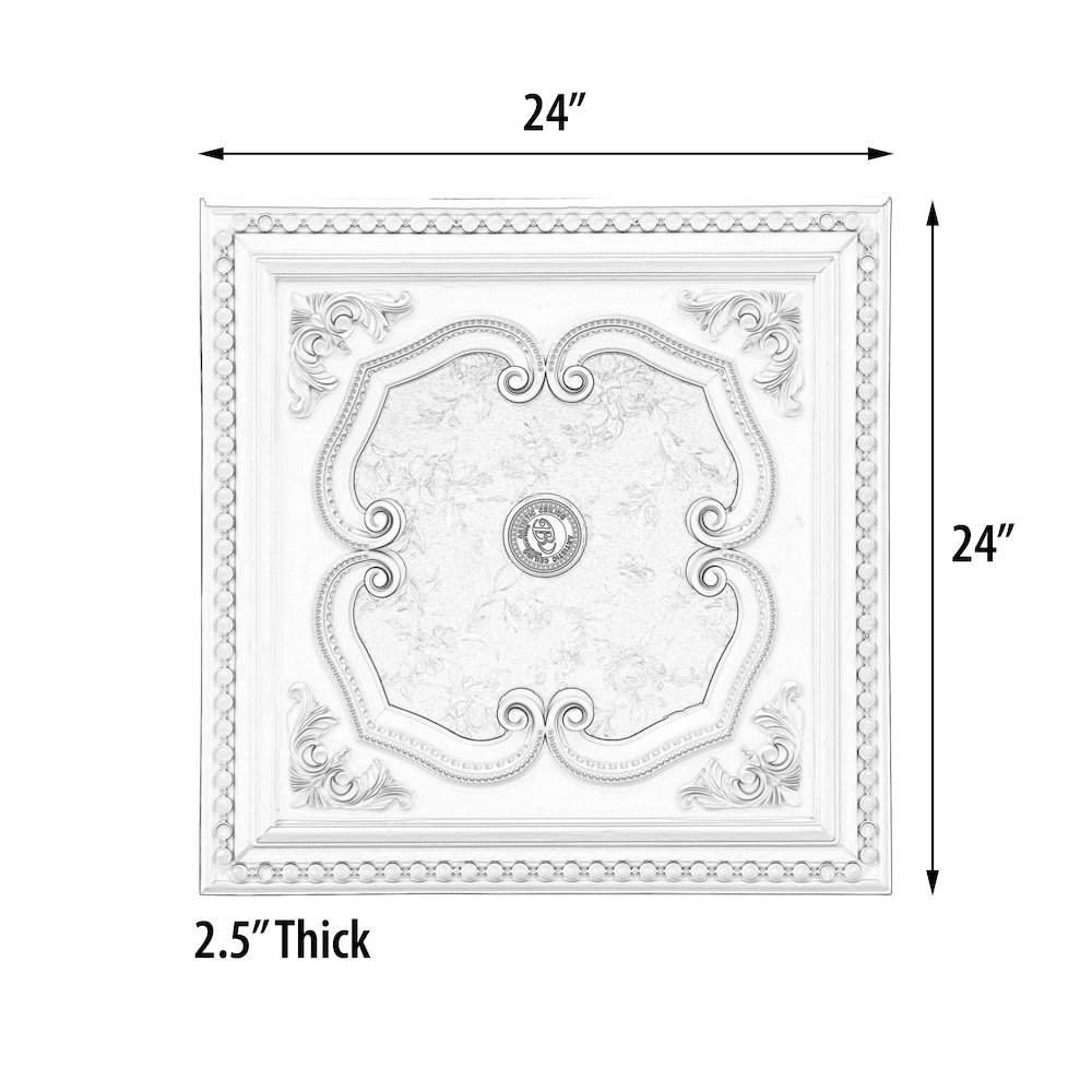 White and Gold Four Leaf Clover Square Chandelier Ceiling Medallion 24in. Picture 5