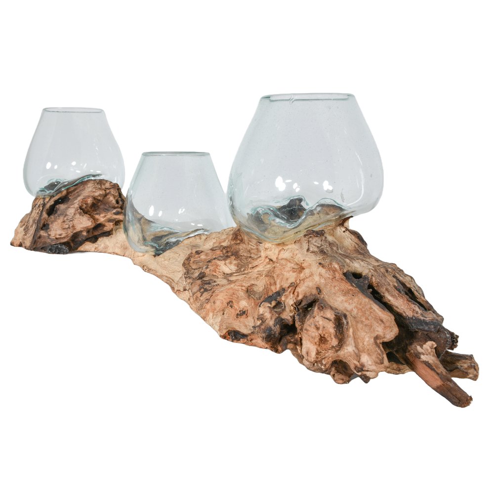 Triple Glass Bowl On Wood. Picture 4