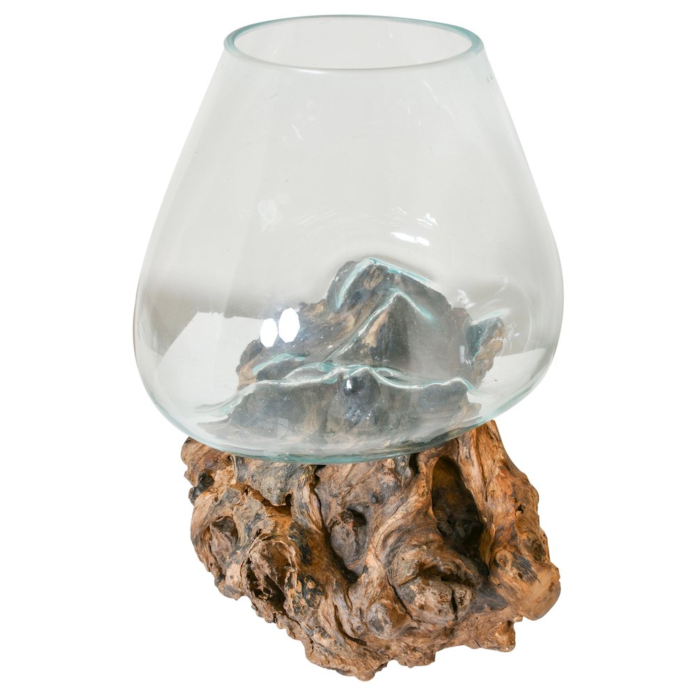 Glass Bowl On Wood Medium. Picture 3