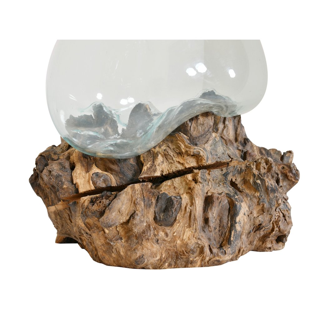 Glass Bowl On Wood Medium. Picture 4