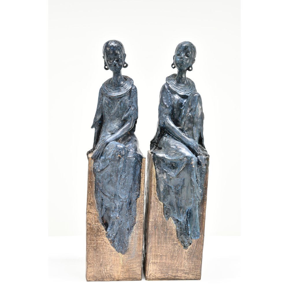 Tribal African Women Figurines Set of 2. Picture 1