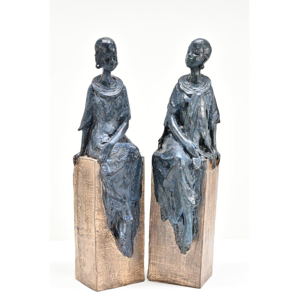 Tribal African Women Figurines Set of 2. Picture 2