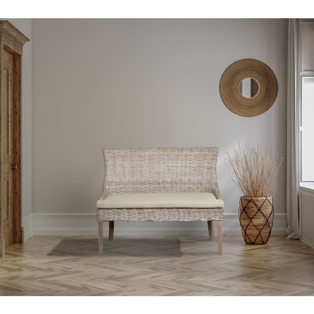 Alfresco Bench Kuba Weave Savannah Wash. Picture 2