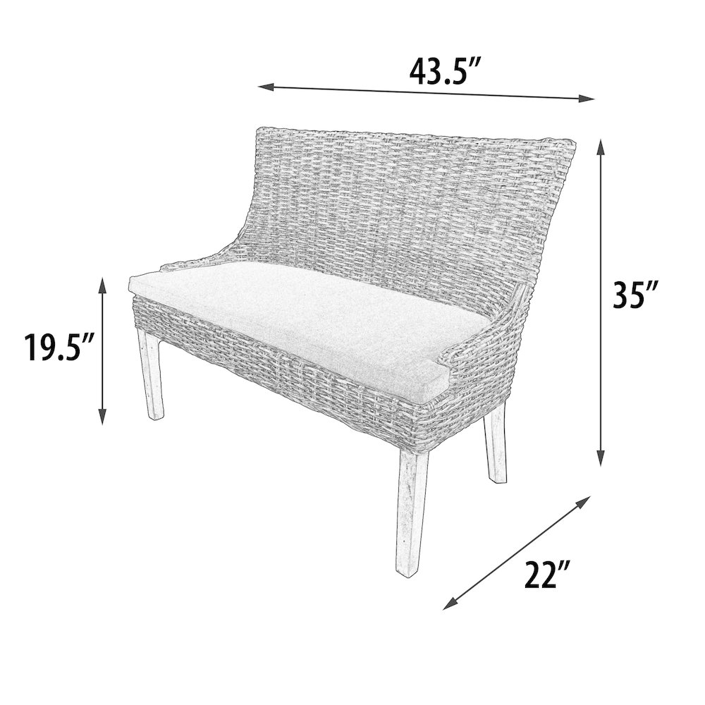 Alfresco Bench Kuba Weave Savannah Wash. Picture 5