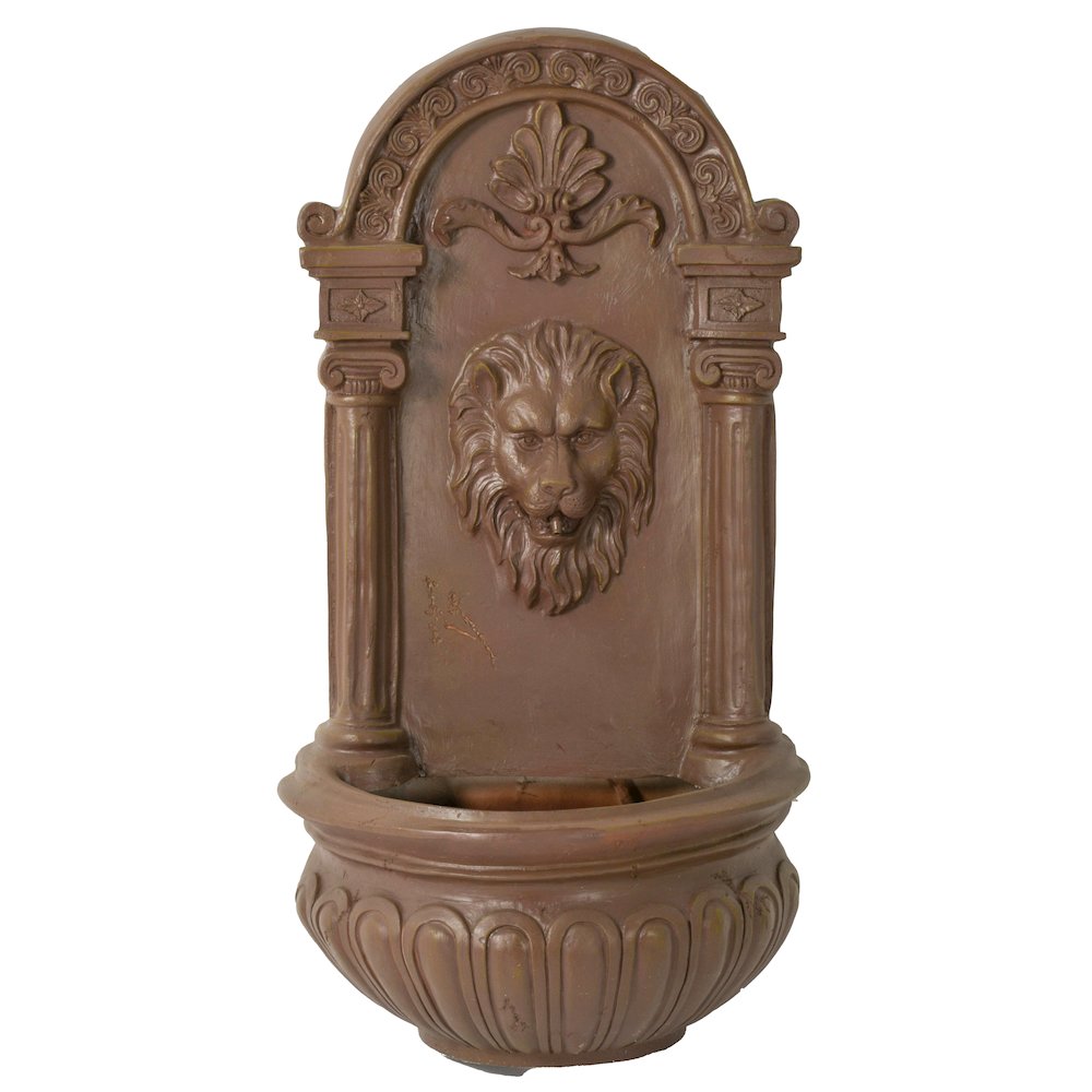 Terra Cotta Lion Hanging Wall Fountain. Picture 1