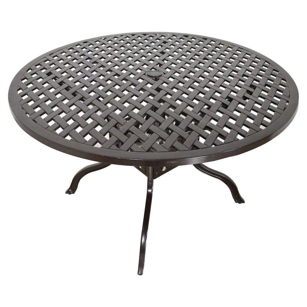 Savannah Outdoor Aluminum Round Dining Table. Picture 6