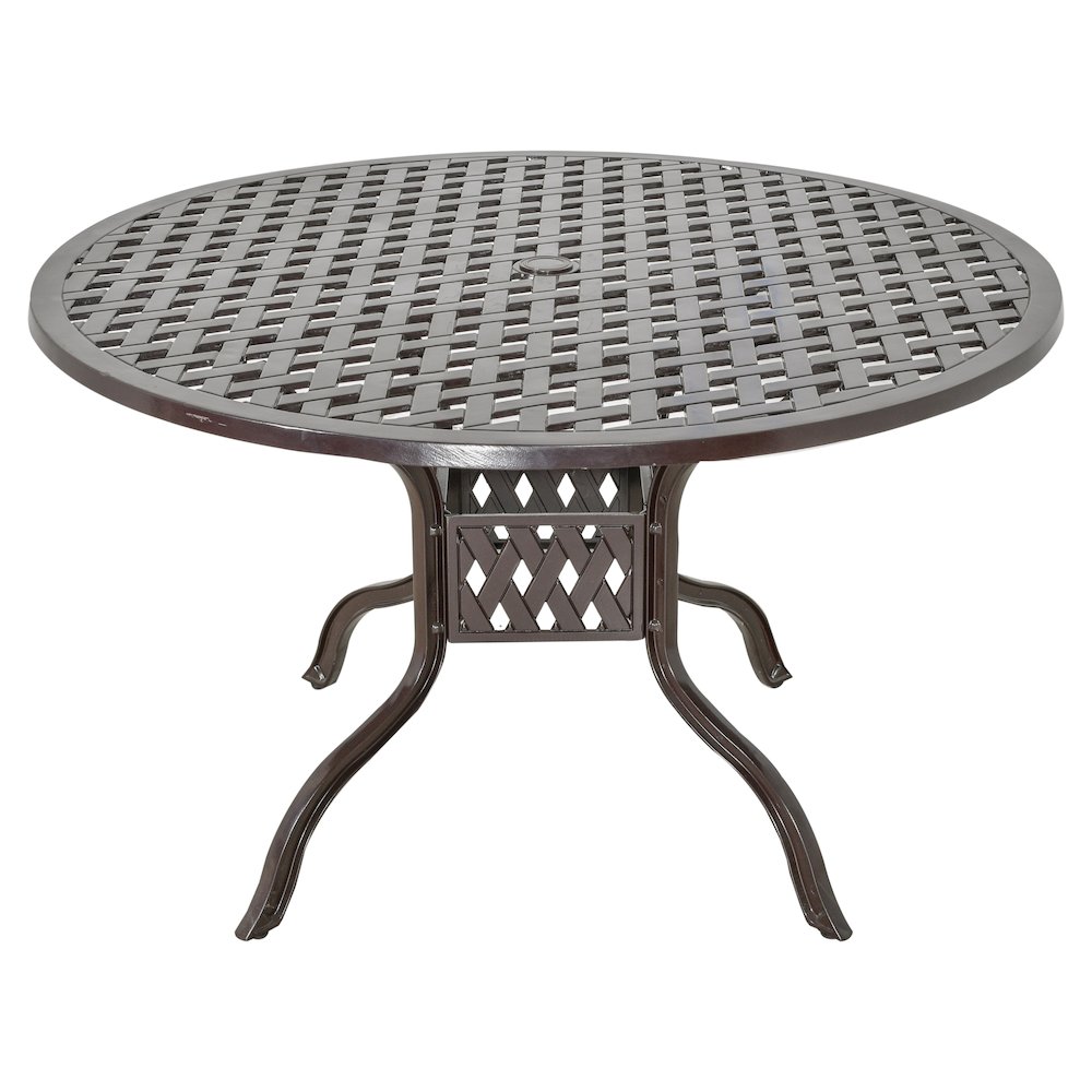 Savannah Outdoor Aluminum Round Dining Table. Picture 8