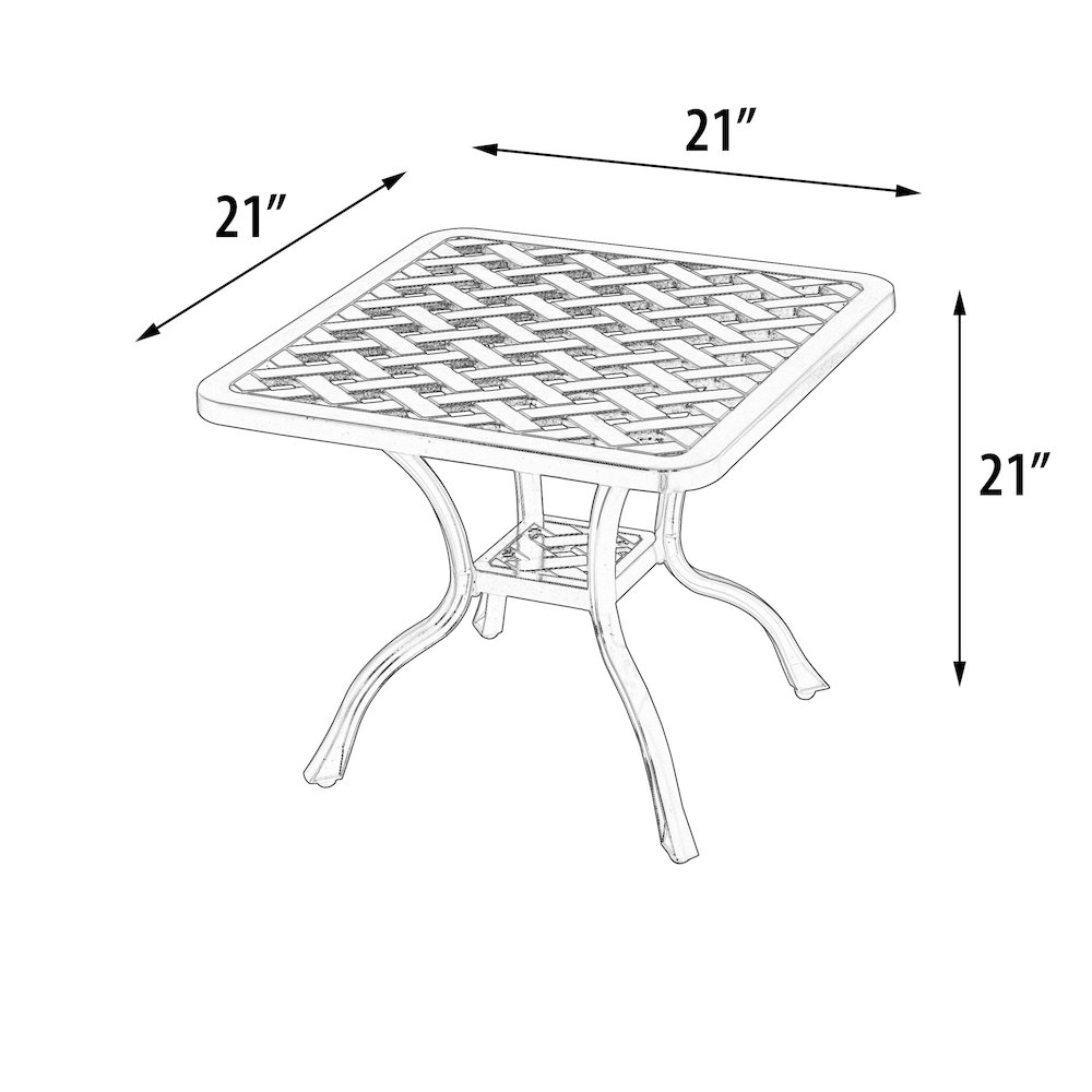 Savannah Outdoor Aluminum End Table. Picture 10