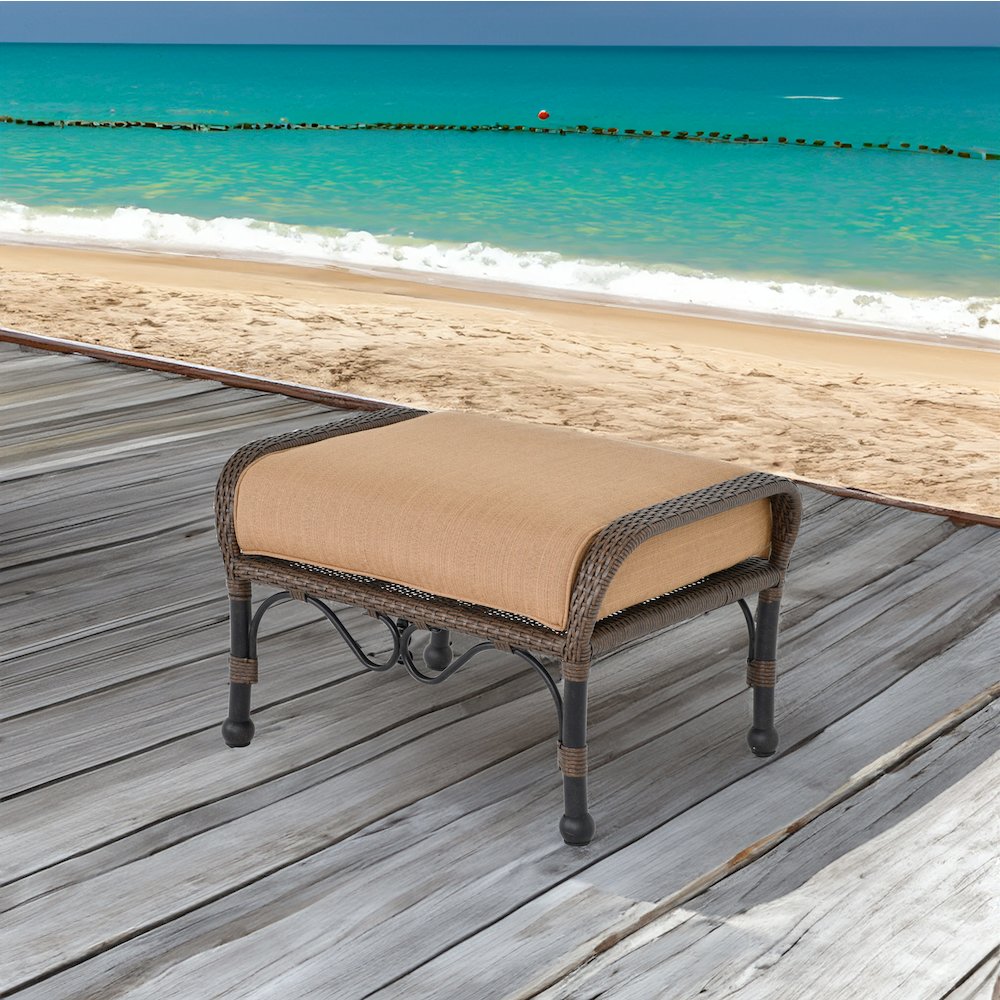 Grand Bonaire Weave Outdoor Ottoman. Picture 7