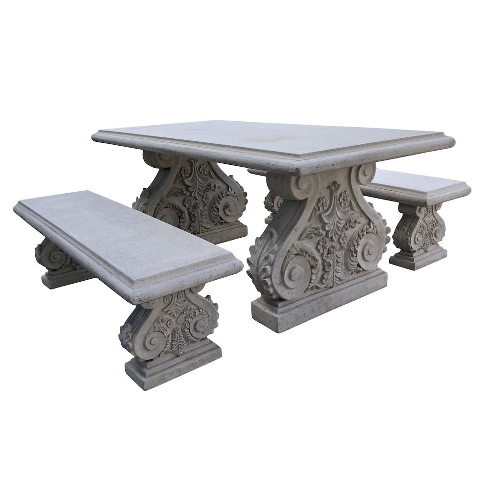 Classic Acanthus Garden Table and Bench set of 3 (KIT). Picture 6