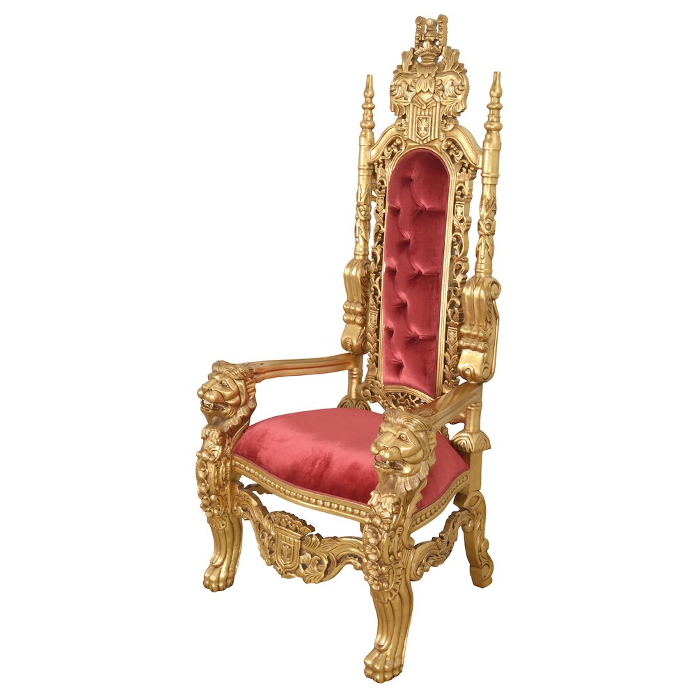 King Chair in Gold Leaf and Burgundy Velvet. Picture 7
