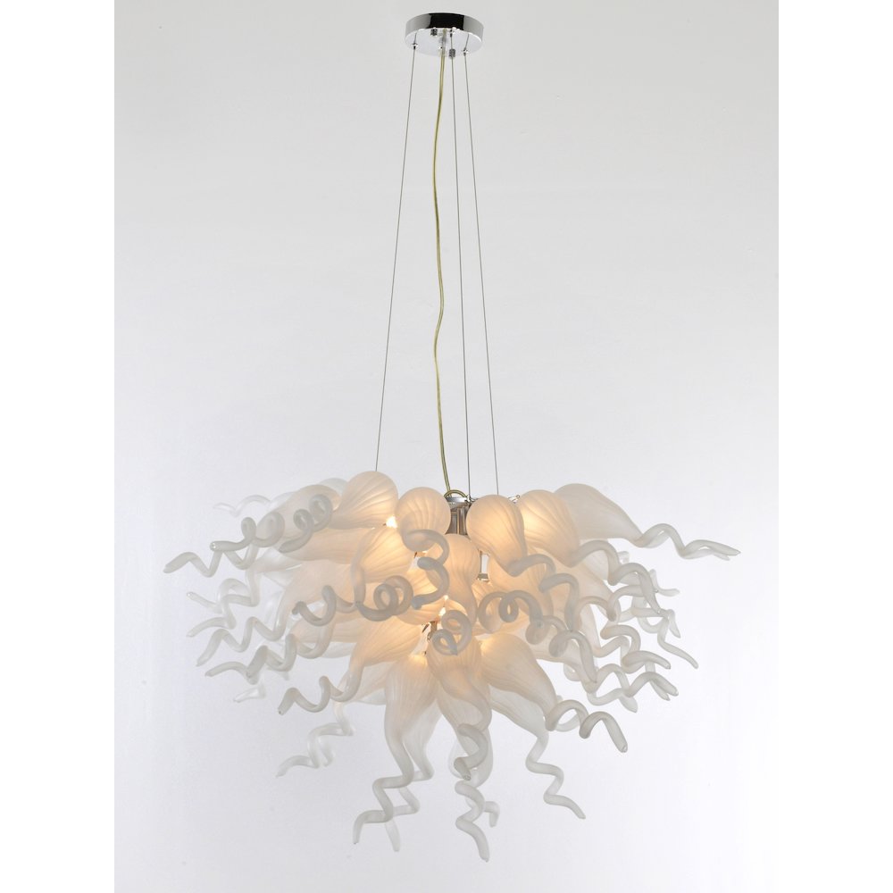 Frosted White Blown Glass Chandelier. Picture 6