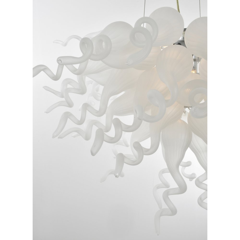 Frosted White Blown Glass Chandelier. Picture 9