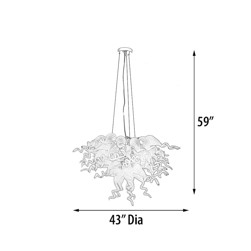 Frosted White Blown Glass Chandelier. Picture 10