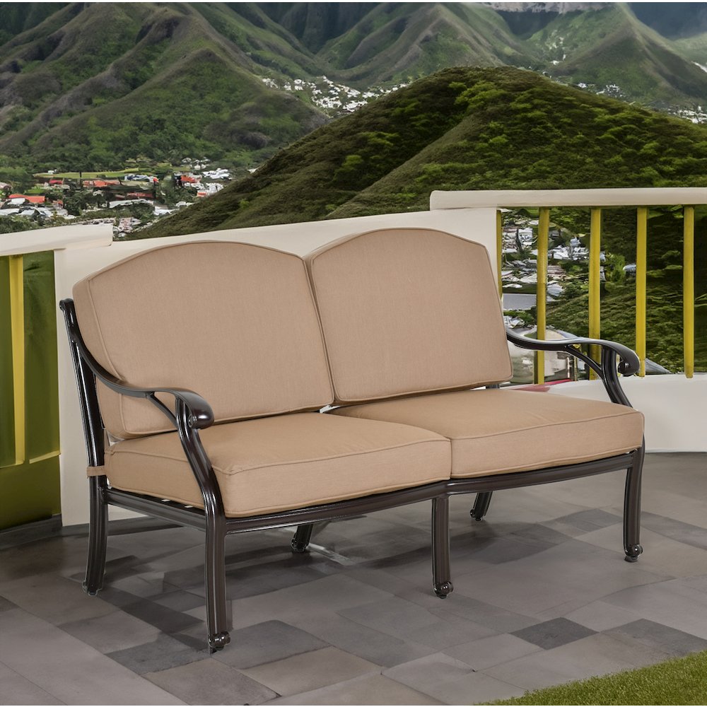 Savannah Outdoor Aluminum Loveseat. Picture 7