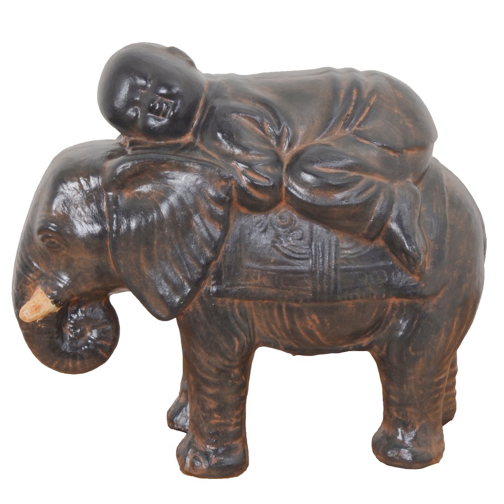 Baby Monk On Elephant Black Earthy Finish. Picture 6