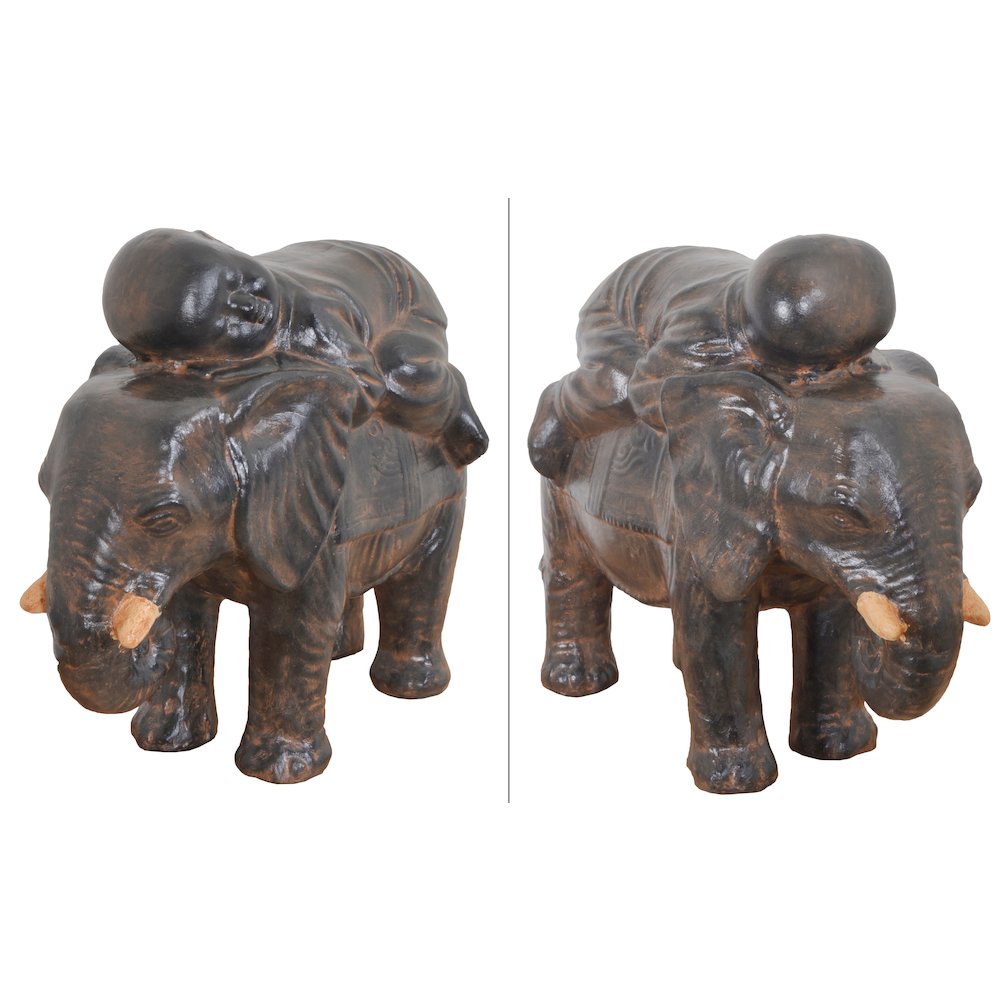 Baby Monk On Elephant Black Earthy Finish. Picture 9