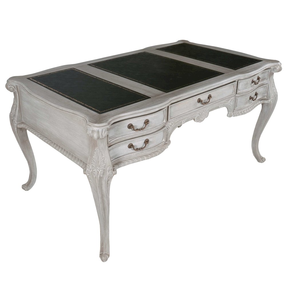 Mystique Gray Large Mahogany Writing Desk. Picture 6