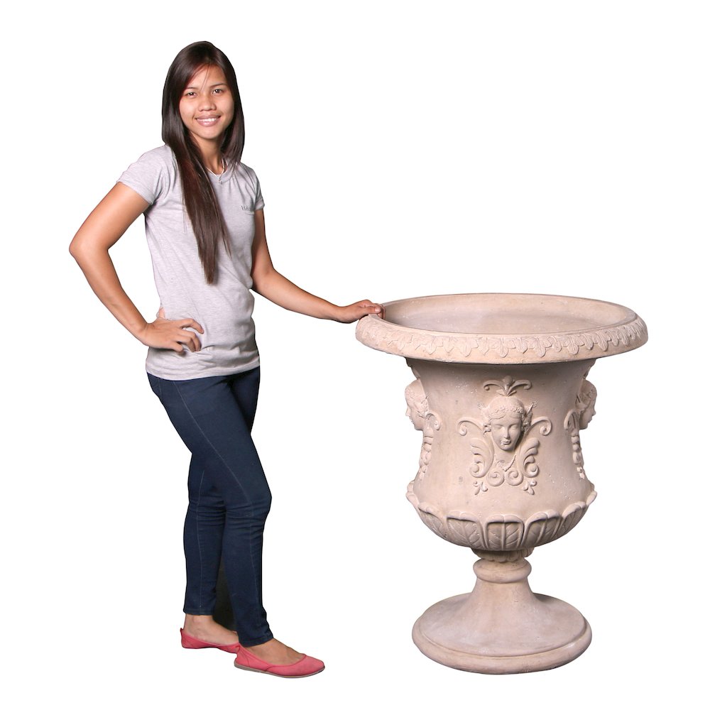 Classic Lady Mask Urn Stone Cast. Picture 8