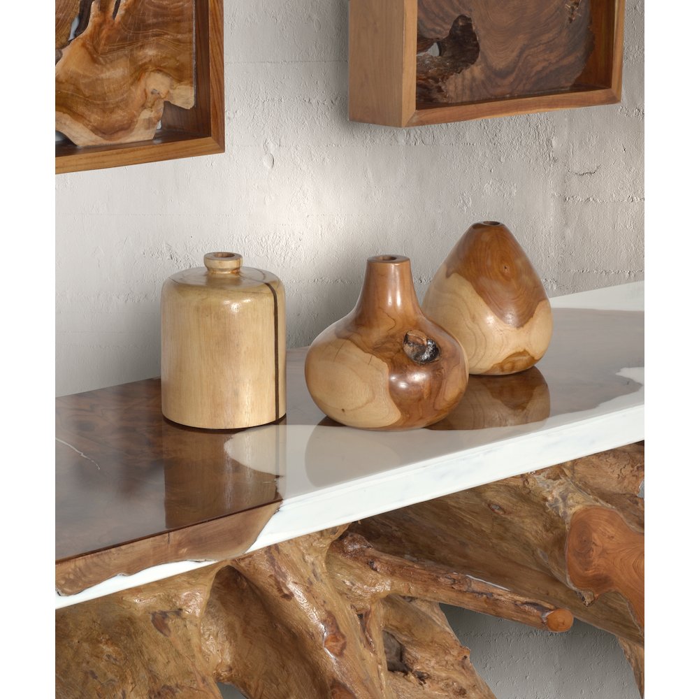 Teak Wood Mini Vases Set of 3. Picture 6