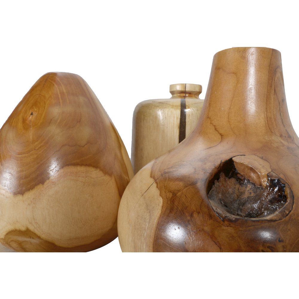 Teak Wood Mini Vases Set of 3. Picture 9