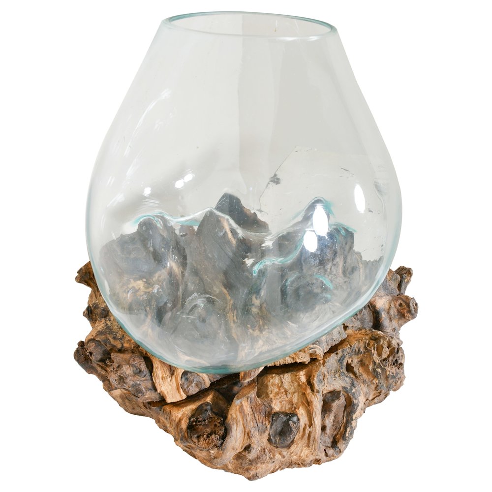Glass Bowl On Wood Medium. Picture 6