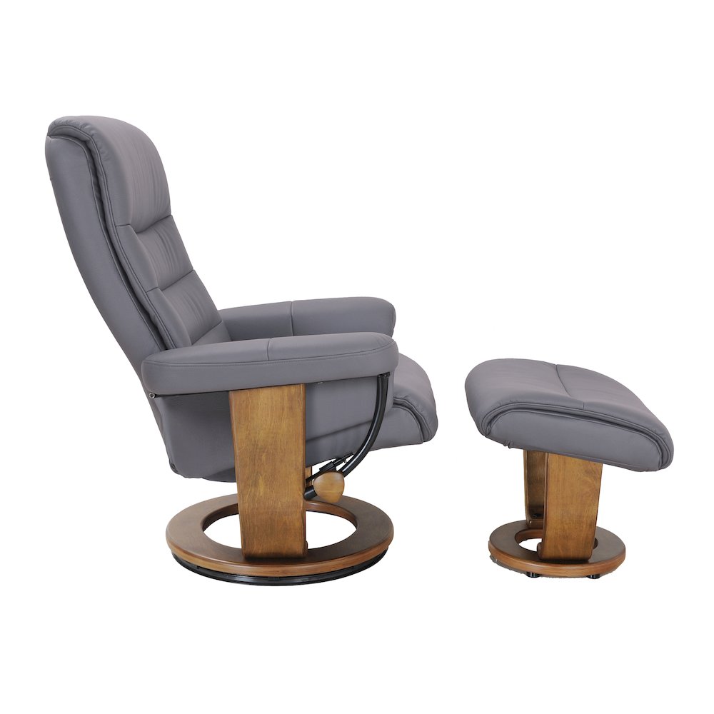 Scandinavian / European-styled recliner and ottoman, Grey Blue. Picture 3