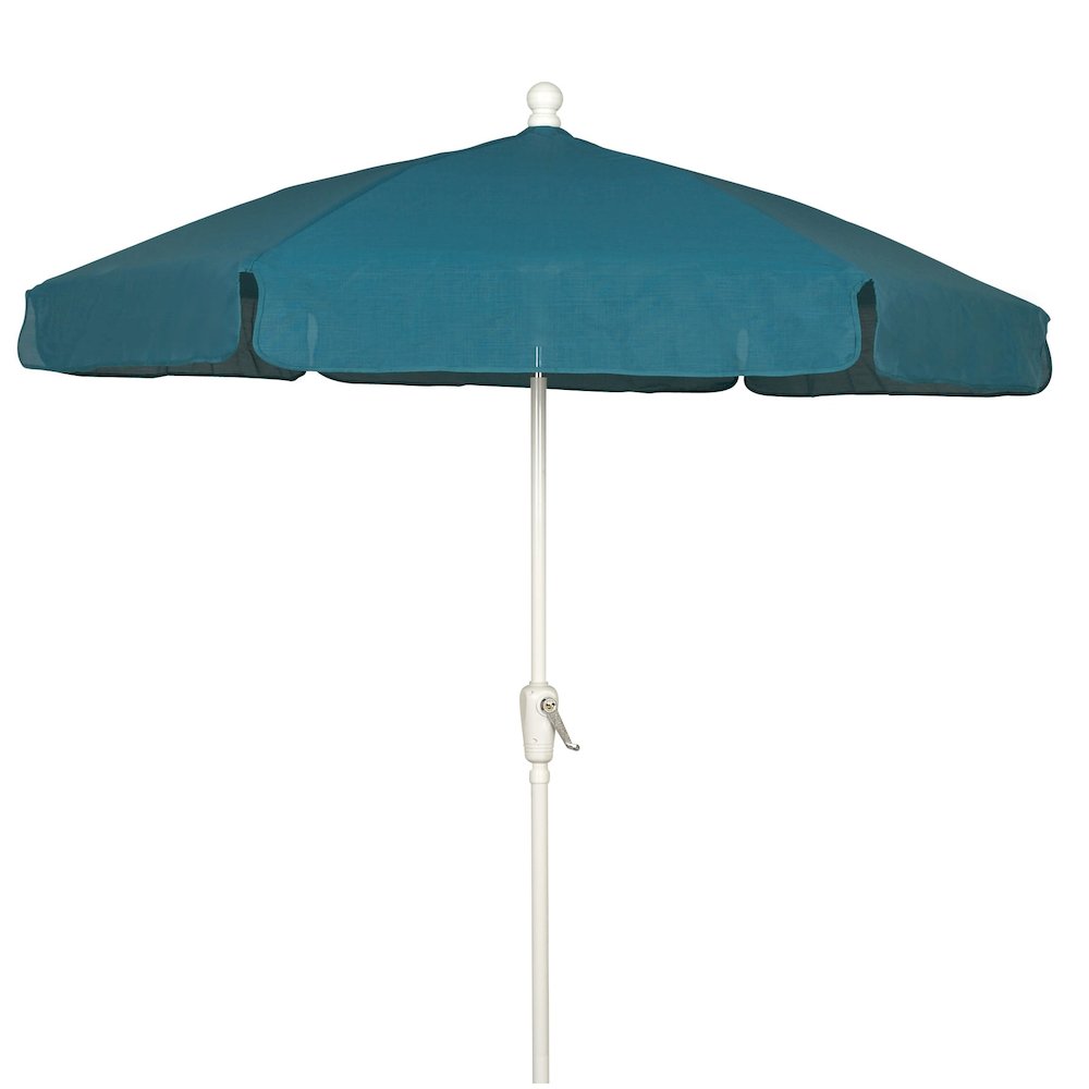 7.5' Hex Garden Umbrella 6 Rib Crank Lift In Teal Vinyl Coated Weave. Picture 1