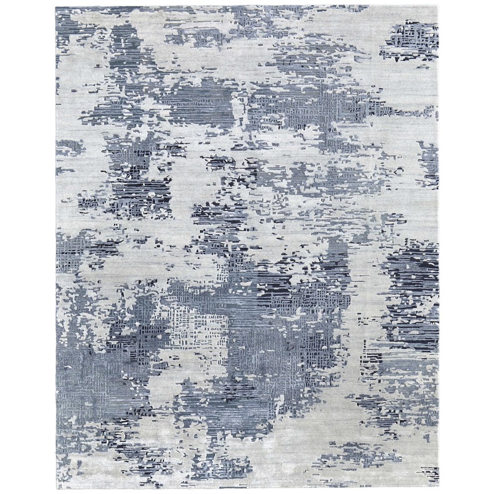 Zarah Modern Abstract, Blue/Ivory, 3'-6" x 5'-6" Accent Rug. Picture 1