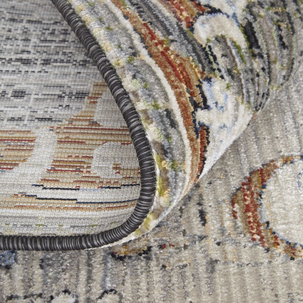 Melrose Transitional Ikat, Ivory/Red/Gray, 6'-7" x 9'-6" Area Rug. Picture 7