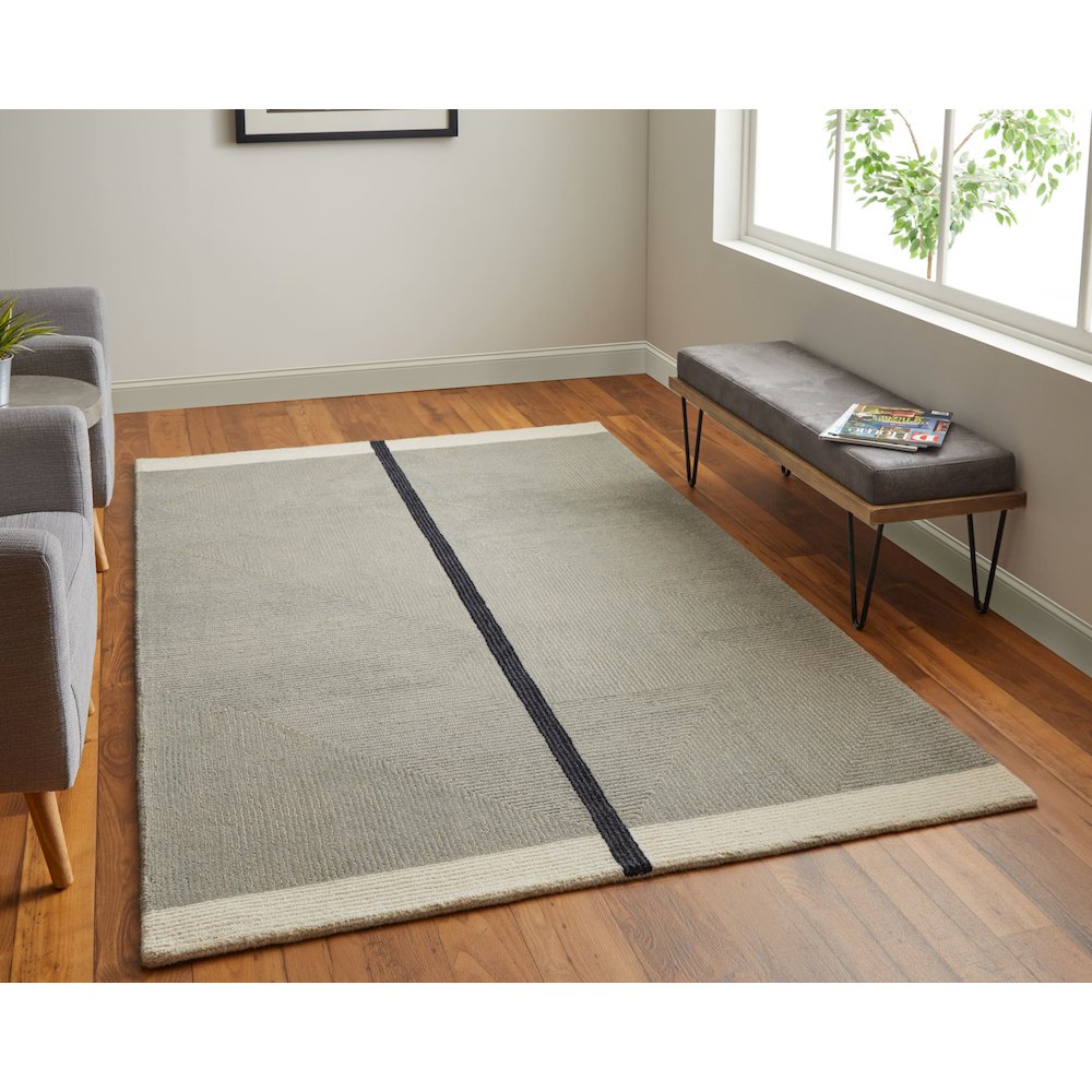 Maguire Transitional Abstract, Taupe/Black, 12' x 15' Area Rug. Picture 2
