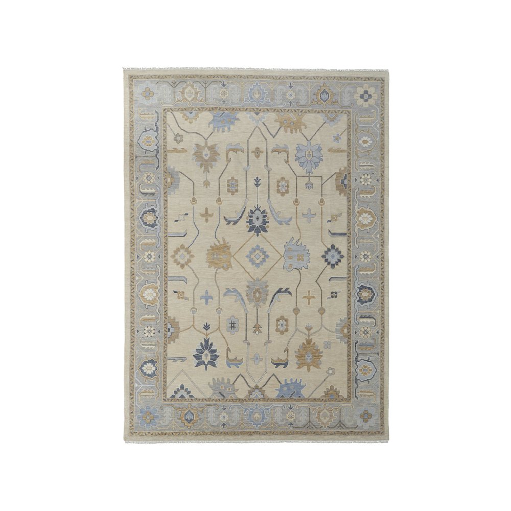 Karina Transitional Floral & Botanical, Ivory/Blue/Tan, 2' x 3' Accent Rug. Picture 1