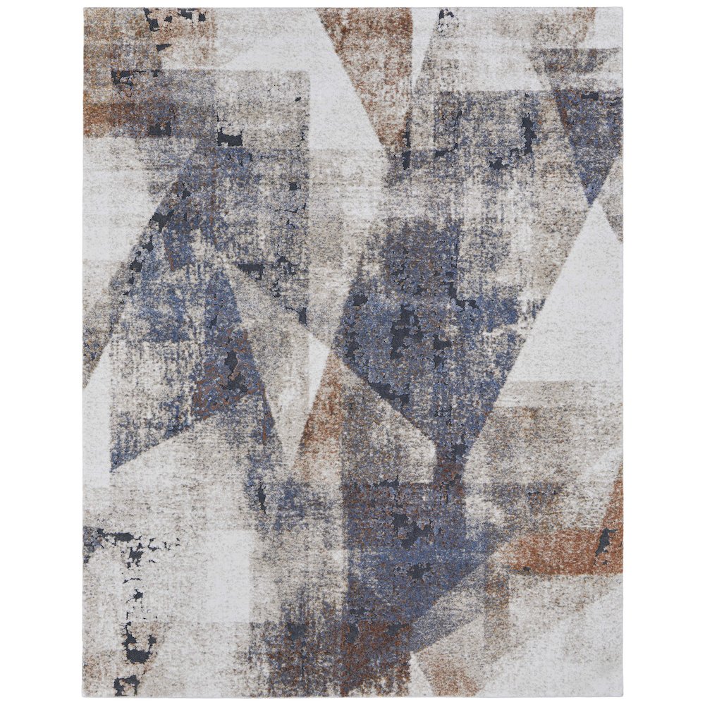 Gilmore Modern Color Block, Blue/Ivory/Taupe, 2' x 3' Accent Rug. Picture 1