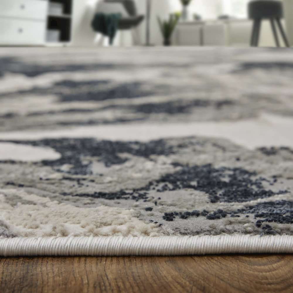 Micah Modern Abstract, Ivory/Black/Taupe, 5' x 8' Area Rug. Picture 8