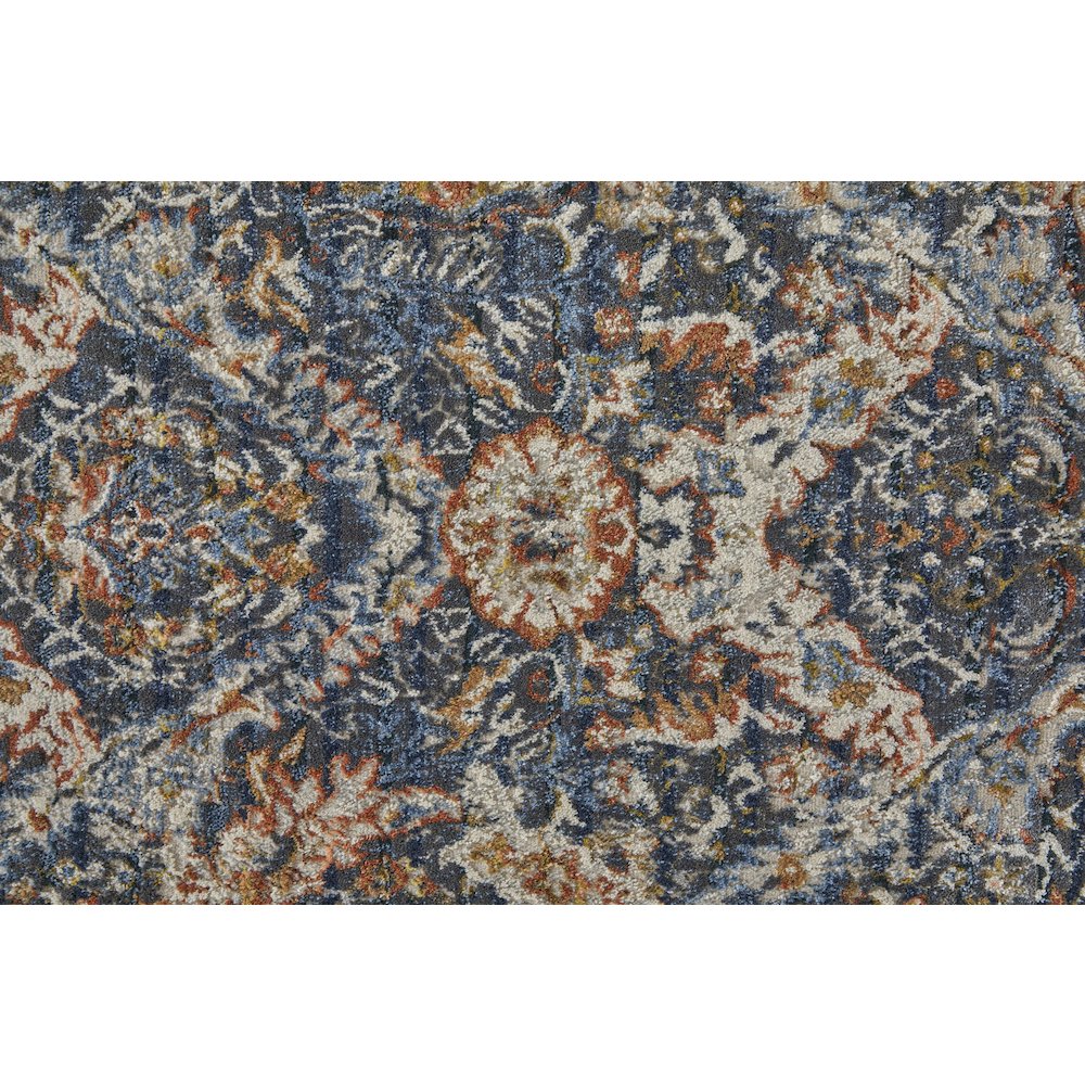 Kaia Transitional Floral & Botanical, Blue/Orange/Ivory, 2'-6" x 10' Runner. Picture 6