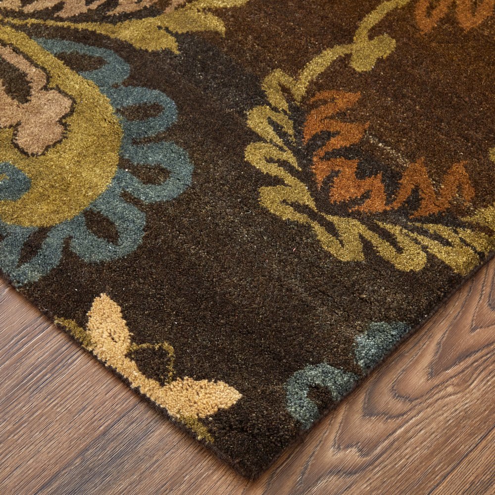Amzad Transitional Floral & Botanical, Brown/Tan/Green, 2'-6" x 8' Runner. Picture 2
